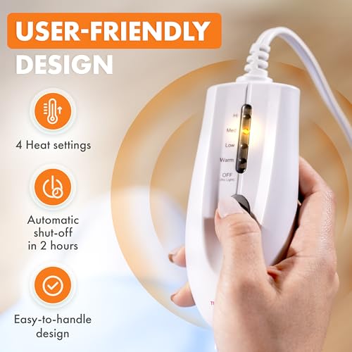 Deluxe Heating Pad Moist/Dry Heat Therapy | Moist & Dry Heat Therapy for Sore Muscles, 4 Heat Settings, Sponge Included, Machine-Washable Cover