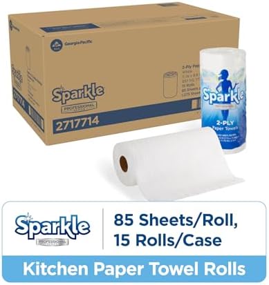 Sparkle Professional Series by Georgia-Pacific PRO 2-Ply Perforated Kitchen Paper Towel Rolls, Individually Wrapped, White, 11” x 8.8” (LxW), 70 Sheets/Roll, 30 Rolls/Case, 2717201