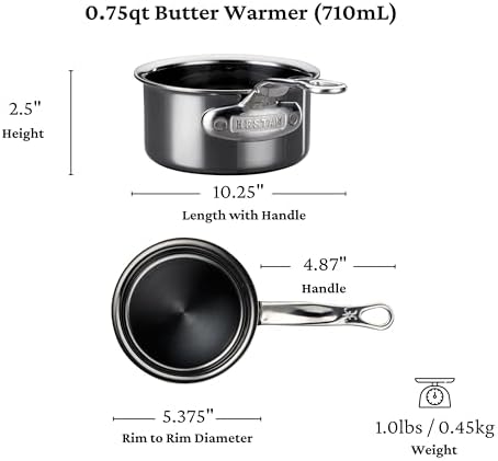 Hestan - NanoBond Collection - Stainless Steel Titanium Butter Warmer, Induction Cooktop Compatible, 0.75 Quart