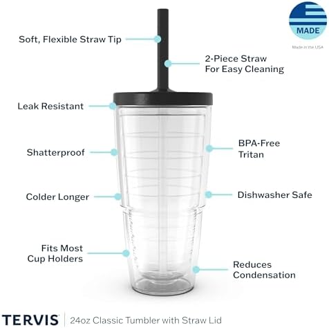 Tervis Christmas Holiday Ornaments Made in USA Double Walled Insulated Tumbler Travel Cup Keeps Drinks Cold & Hot, 24oz, Classic