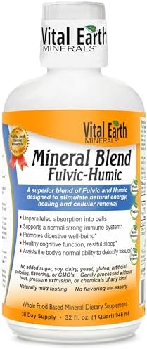 Vital Earth Minerals Fulvic Humic Mineral Blend Liquid – Fulvic Acid Supplement with 70+ Trace Minerals, Electrolytes for Recovery, Balance & Energy