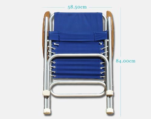 Boat Chairs High Back Navy Blue Deck Folding Marine Aluminum Teak Furniture Set of 2 M150NB