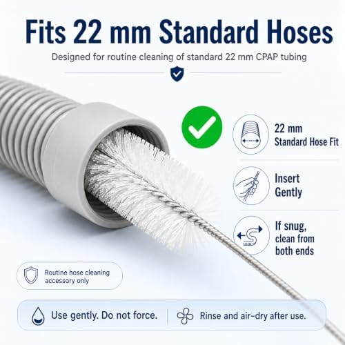 CPAP Cleaning Brush Set, 78.7 in Dual-Ended CPAP Hose Brush for 22 mm & 15 mm Tubing, Tube Cleaning Brush & Hose Cleaner Brush with Detail Brush for Mask