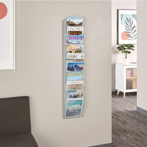 Safco Onyx Mesh Magazine Holder, Display Rack with 10 Pockets, Brochure Organizer, Commercial-Grade Steel Construction, Black