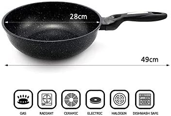 Marble Coated Cast Aluminum Non Stick Frying Wok (28cm / 11 Inch)