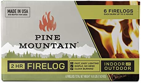 Pine Mountain Traditional 2-Hour Firelogs, Long Burning Fire Log 6 Pack