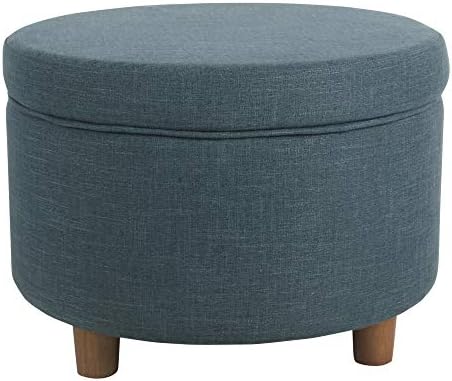 HomePop 24" Large Leatherette Storage Ottoman - Distressed Brown Faux Leather