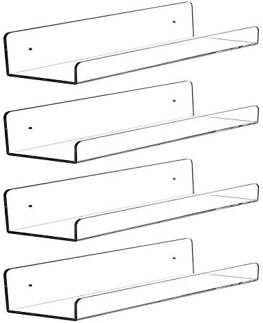 CY craft Clear Acrylic Floating Shelves Display Ledge, 5 MM Thick Wall Mounted Storage Shelf for Kitchen/Bathroom/Office