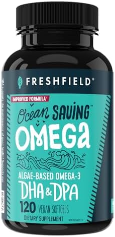 Freshfield Vegan Omega 3, Algae (Algal) Oil, Fish Oil Free Company, Third Party Tested, Carrageenan Free, DHA Supplement w/DPA, Plant Based Omega. Supports Heart, Brain, Joint Health. Lemon Scent