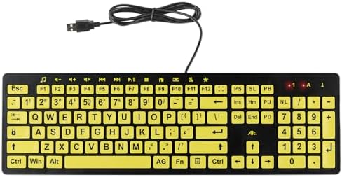 Clevy ALT ClearKeys Keyboard and Keyguard Combo - Large Print High Contrast USB Wired Keyboard for Visually Impaired + Custom Keyguard for Temporary