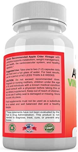 Apple Cider Vinegar Capsules - (120 Veggie Capsules) Organic ACV Supplement with Probiotics - 1500mg per Serving - Supports General Wellness &