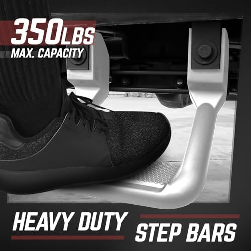 DNA MOTORING Pair Aluminum Side Hoop Steps Universal Side Step Compatible With Chevy GMC Dodge Pickup Trucks SUVs, 11"L x 6"H x 12"W, 2 Pcs, Silver, SSTEP-SS