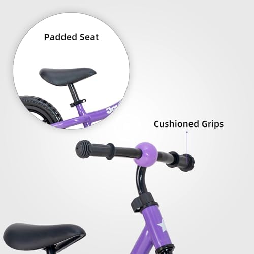 JOYSTAR Toddler Balance Bike 2-5 Year Old, No Pedal, Adjustable Seat | 12" Balance Bike Push Bike Adjustable Handlebar Lightweight Steel Frame, Ideal Gift for Boys and Girls