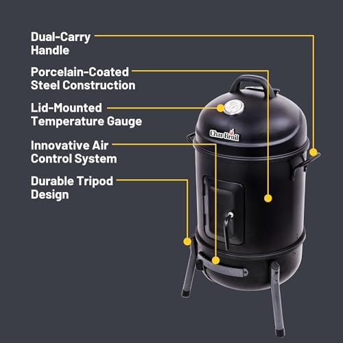 Char-Broil Bullet Charcoal Smoker 16" - 18202075,Black
