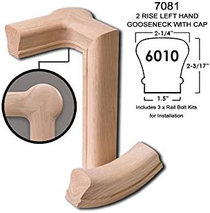 Red Oak 6010-8E 2-1/4 inch Width x 2-3/8 inch Tall Traditional Style Straight Wood Handrail for Stair Remodeling 8 feet Long