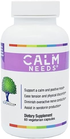 Neuro Needs CalmNeeds® Promote Calm and Positive Mood - Formula Contains Vitamins B6, Magnesium, L-theanine, 5-HTP, and GABA, 60 Veggie Capsules