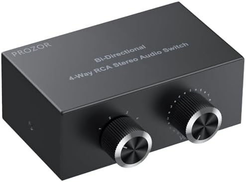 PROZOR RCA Stereo Audio Switcher - 2 in 1 Out R/L Stereo Audio Switch