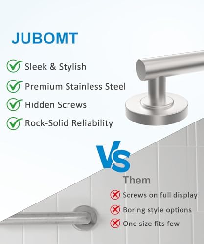 Shower Grab Bar Set, ADA Compliance Brushed Stainless Steel Handicap Grab Bar for Bathtubs and Showers, Modern 3-Pack 18" 24" 36" Shower Safety Bars for Seniors