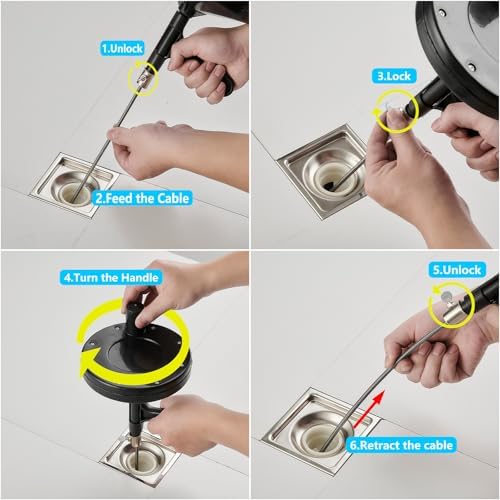 25 Ft Heavy Duty Drain Auger & Plumbing Snake, Sewer Snake for Bathtub, Shower, Sink, Toilet Drain Clog Removal