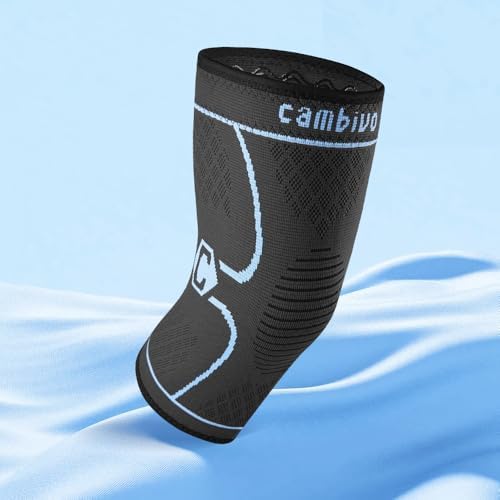 CAMBIVO 2 Pack Knee Braces for Women & Men, Knee Compression Sleeves for Knee Pain Relief, Knee Support with Non-Slip Silicone, Breathable, for Running, Workout, Weightlifting & Daily Use, Arthritis Support (Black, Medium)