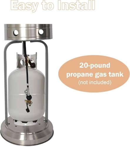 LUCKYERMORE 36, 000 BTU Patio Heater with Wheels, 87”High Outdoor Heater Gas Heat for Commercial and Residential, Stainless Steel Burner