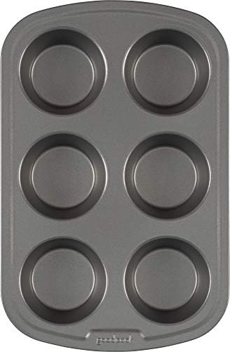 GoodCook Everyday Muffin Pan Nonstick Warp-Resistant Carbon Steel Construction, 6-Cup, Gray