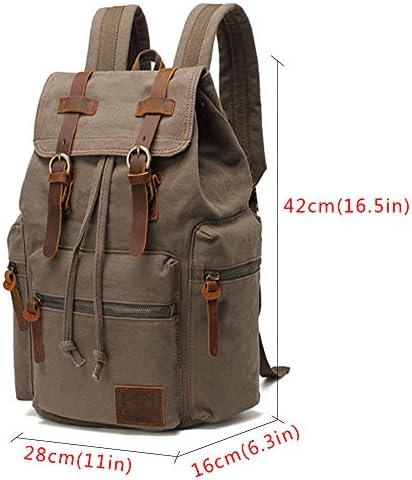 AUGUR High Capacity Canvas Vintage Backpack - for School College Hiking Travel 12-17" Laptop