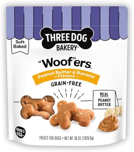 Three Dog Bakery Woofers Peanut Butter & Banana Dog Treats - 36 oz Bag