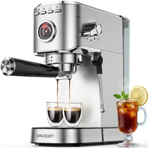 Spacekey Espresso Machine with Milk Frother, 20 Bar Compact Expresso Coffee Machines for Home