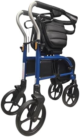 Evolution Trillium Lightweight Walker Rollator with Seat, Wheels, Brakes for Indoor, Outdoor Mobility, Regular Blue