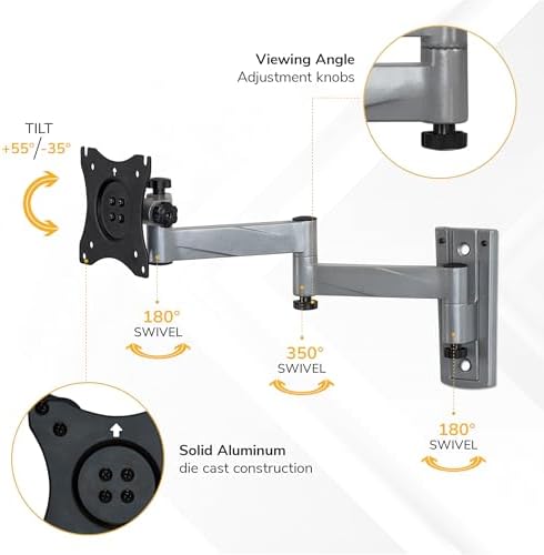 Mount-It! Lockable RV TV Mount for Camper, Trailer, Motorhome, Truck & Boat, Full Motion, Quick Release, Rust-Resistant Aluminum