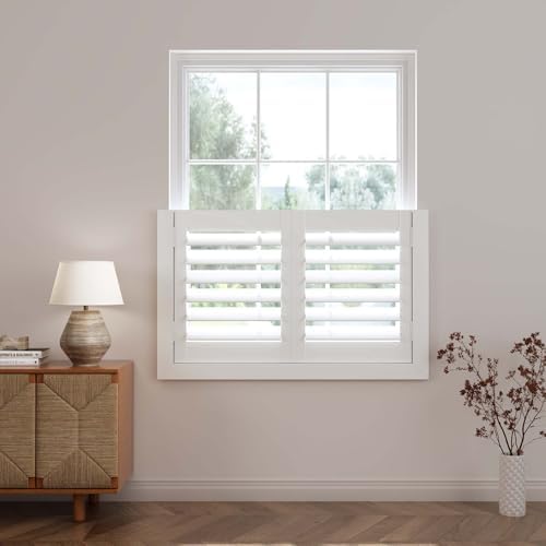 TWOPAGES Cafe Plantation Shutters for Interior Window, Custom Wood Blinds | Made to Oder, Wood Blinds, Adjustable Louvers, Cafe Half Window Design