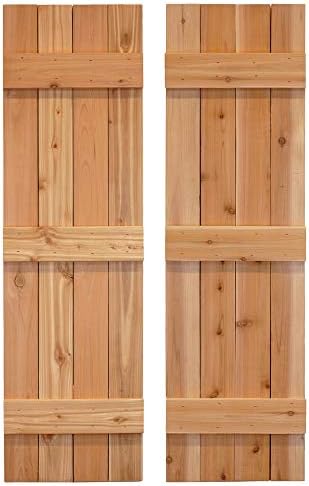 Dogberry 14 in. x 48 in. Dirty Blonde Traditional Board & Batten Exterior Shutters Pair
