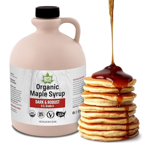 Maple Valley Organic Pure Maple Syrup, Dark & Robust, 32oz (Plastic Jug)​ | Naturally Sweetens Cooking, Baking, Coffee, Tea and Marinades; A Better Alternative to Refined Sugar and Table Syrup