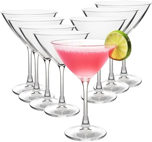 D'Eco 100% Tritan 9 oz Martini Glasses, Shatterproof Glassware, 8 Pack | Reusable