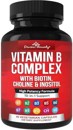 Divine Bounty Vitamin B Complex, All B Vitamins in One Capsule, 90 Count | Super B Complex Vitamins B1 B2 B3 B5 B6 B7 B9 B12 for Men & Women