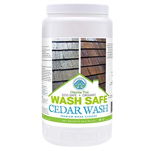 Wash Safe™ CEDAR WASH | Eco-Safe and Organic Wood Cleaner | Clear, Bleach-Free Powder Concentrate | Clean Cedar Shakes, Shingles, Clapboard, Decks, Beams and Wood Surfaces, 3LB.