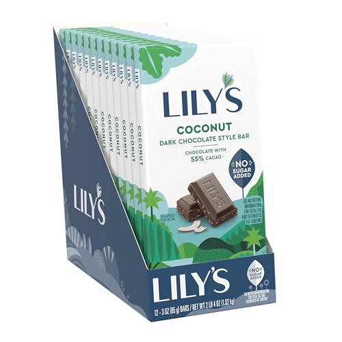 LILY'S Almond Dark Chocolate Style No Sugar Added, Sweets Bars, 3 oz (12 Count)