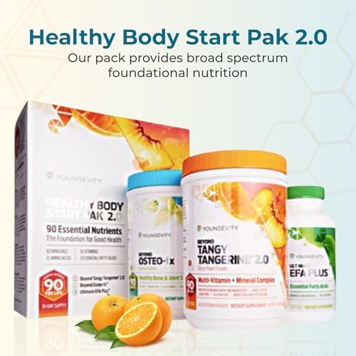 Youngevity Healthy Body Start Pak 2.0 Complete Nutrition System Bundle | Beyond Tangy Tangerine 2.0, Ultimate EFA Plus, Beyond Osteo-FX, vitamins