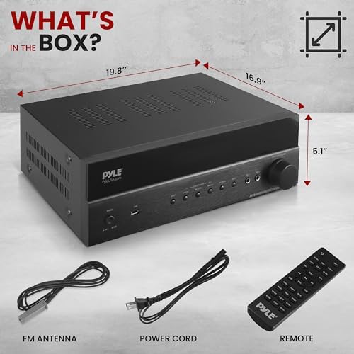 Pyle 5.2 Channel Hi-Fi Home Theater Receiver - 1000W MAX Wireless BT Surround Sound Stereo Amplifier System with 4k Ultra HD Support, MP3/USB/DAC