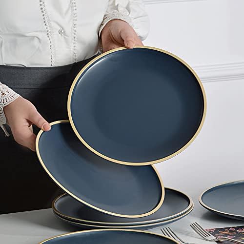 Melamine Dinnerware Sets, Plates and Bowls Sets 12 Pcs, Melamine Plates, Dish Set for 4, Unbreakable Dinnerware Set for Party, BPA Free