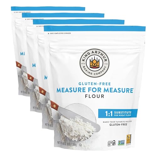 King Arthur Measure for Measure Gluten-Free Flour: All-Purpose 1:1 Substitute for Wheat Flour, Non-GMO, Kosher Certified, 3 lbs Bag for Baking Cookies, Cakes, Muffins