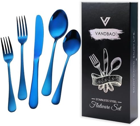 VANDBAO Rainbow Flatware Cutlery Silverware Set 20 Pieces, Stainless Steel Colorful Utensils, Tableware Set Service for 4, Include Knife/Fork/Spoon
