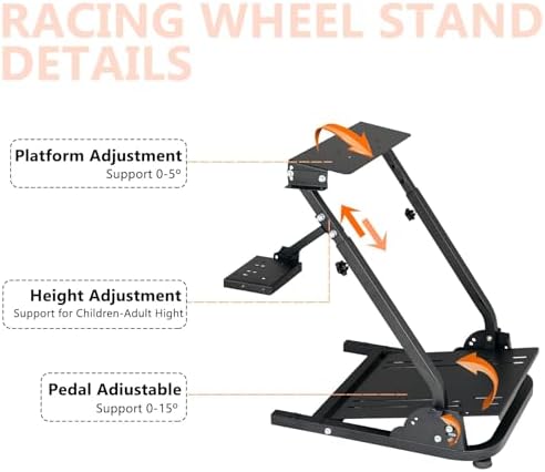Racing Wheel Stand, Height Adjustable & Foldable Steering Wheal Stand Compatible with Logitech G25,G27,G29,G920 Gaming Cockpit