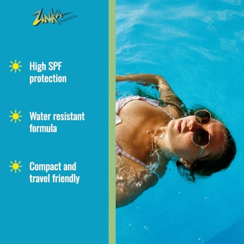 Zinka Clear Zinc Oxide Sunscreen Stick SPF 50, Travel-Friendly & Non-Greasy, Broad Spectrum UV Face Shield for Sensitive Skin