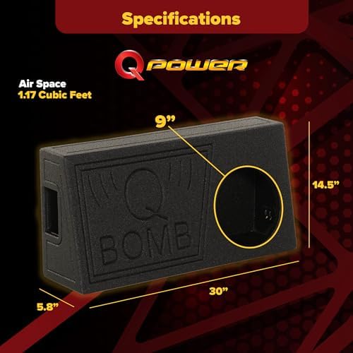 Q Power QBomb Single 12 Inch Vented Subwoofer Sub Box with Black Bedliner Spray