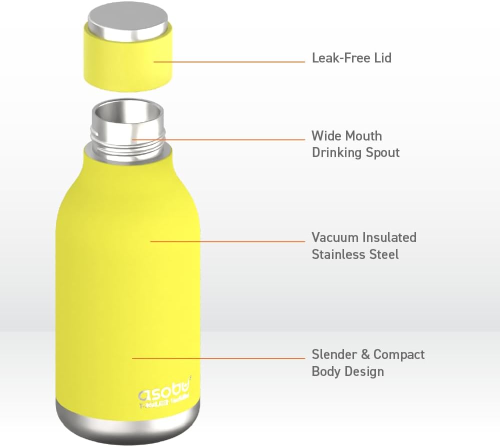 Urban Insulated and Double Walled Stainless Steel Bottle 16 Ounce by Asobu (Pastel Blue)