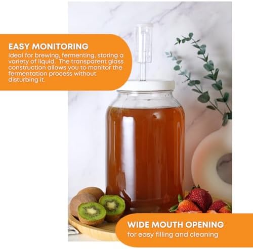 FastRack 1 Gallon Mason Jar Wide Mouth & Twin Bubble Airlock for Fermentation, Pickling
