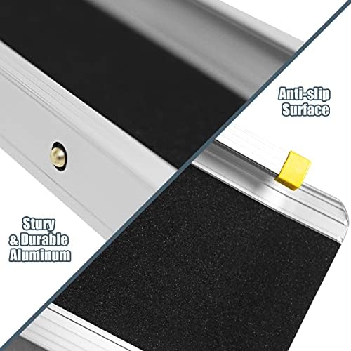 Goplus Wheelchair Ramp, Adjustable Portable Aluminum Ramps with Non-Skid Surface for Home Steps Stairs Doorways