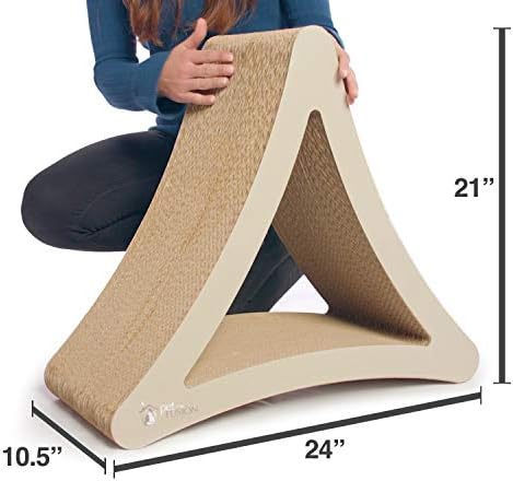 PetFusion 3-Sided Vertical Scratch Play & Perch Cat Scratching Post, 24" x 10.5" x 21.1", Multiple Angle Cat Scratching Pad, 6 Usable Sides